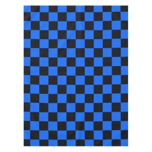 Blue Black Checkered Check Pattern Tablecloth
