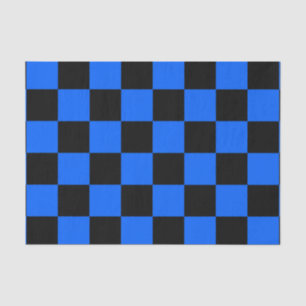 Blue Black Checkered Check Pattern Tissue Paper