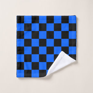 Blue Black Checkered Check Pattern Wash Cloth