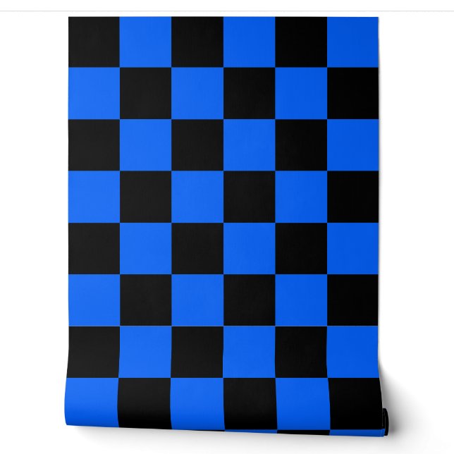 Blue Black Checkered Check Wall Decor (Unrolling)