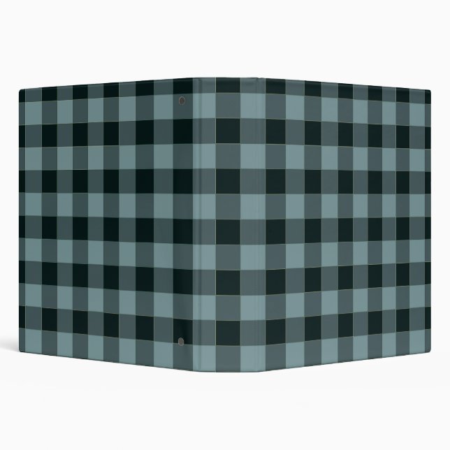 Blue Black Checkered Gingham Pattern 3 Ring Binder (Background)