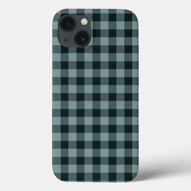 Blue Black Checkered Gingham Pattern Case-Mate iPhone Case (Back)
