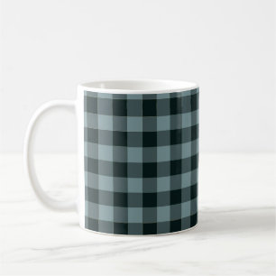 Blue Black Checkered Gingham Pattern Coffee Mug
