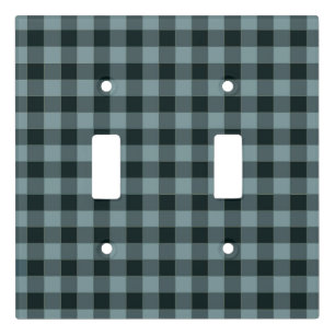 Blue Black Checkered Gingham Pattern Light Switch Cover