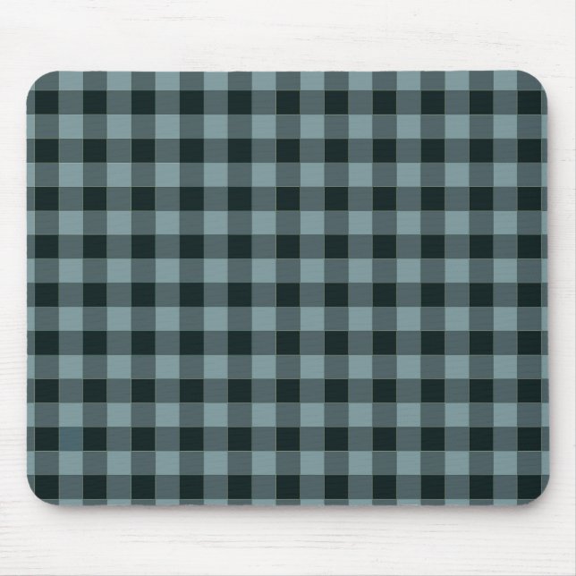 Blue Black Checkered Gingham Pattern Mouse Pad (Front)