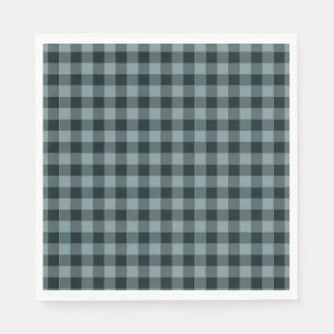 Blue Black Checkered Gingham Pattern Napkins