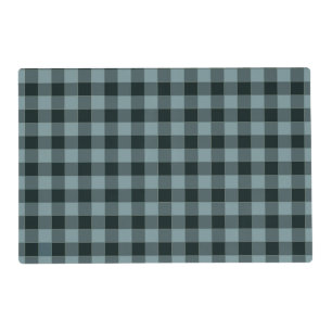 Blue Black Checkered Gingham Pattern Placemat