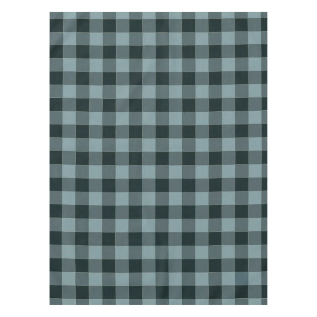 Blue Black Checkered Gingham Pattern Tablecloth (Front)