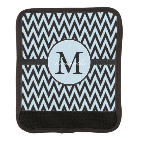 Blue Black Chevron Monogram Luggage Handle Wrap