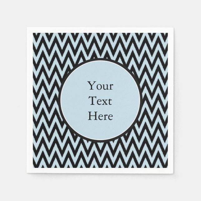 Blue Black Chevron Paper Napkins (Front)