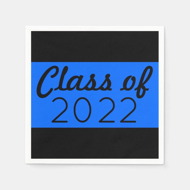 Blue & Black Class Year Graduation Napkins (Front)