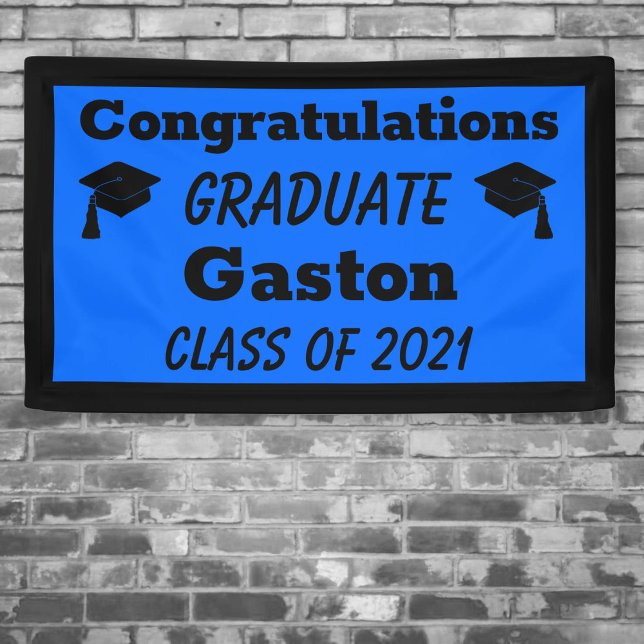 Blue Black Congratulations Graduate Graduation Banner (Creator Uploaded)