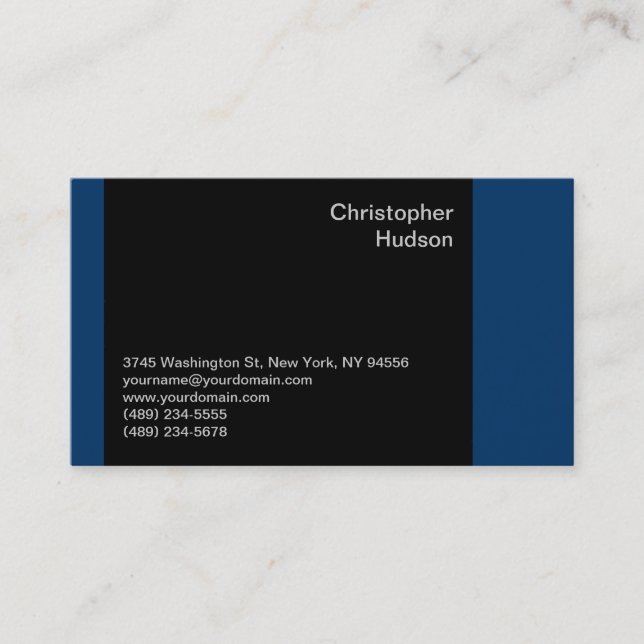 Blue Black Consultant Business Card (Front)