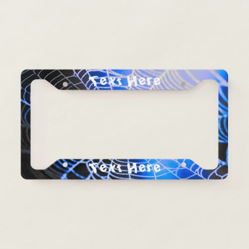 Blue Black Creepy Spooky Spider Web Personalized License Plate Frame