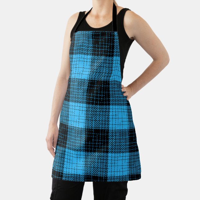  Blue Black Crosshatch Buffalo Check Apron (Insitu)