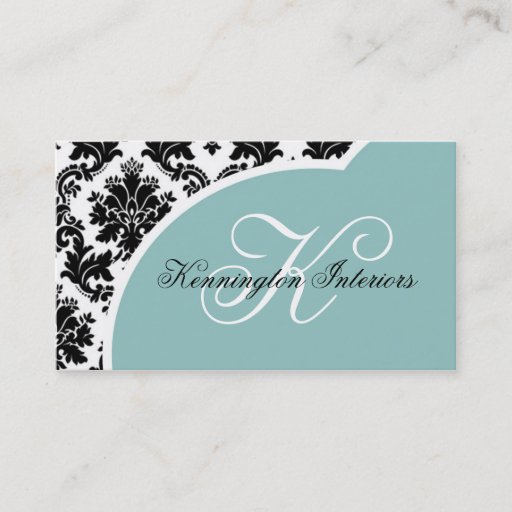 Customizable Blue Black Damask Business Cards