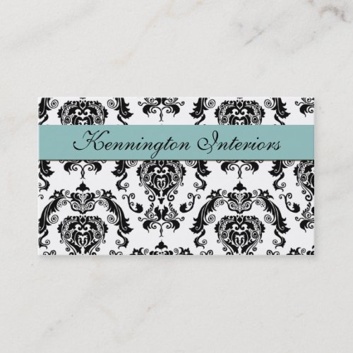 Blue Black Damask Lace Business Cards