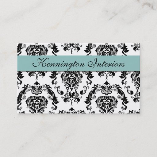 Customizable Blue Black Damask Lace Business Cards
