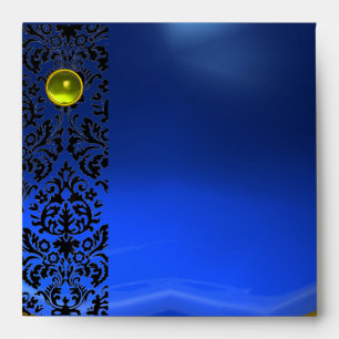 BLUE BLACK DAMASK Sapphire, Gold ,Yellow Topaz Envelope