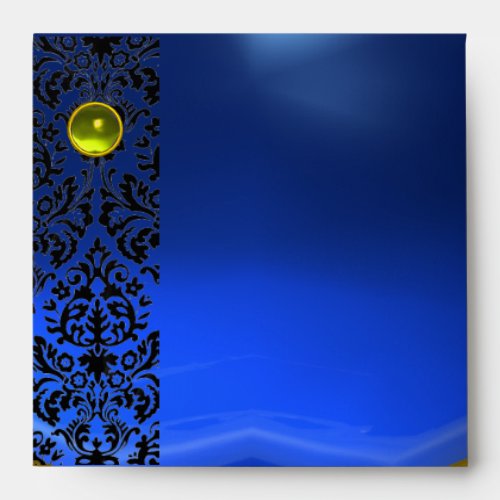 BLUE BLACK DAMASK Sapphire Gold Yellow Topaz Envelope