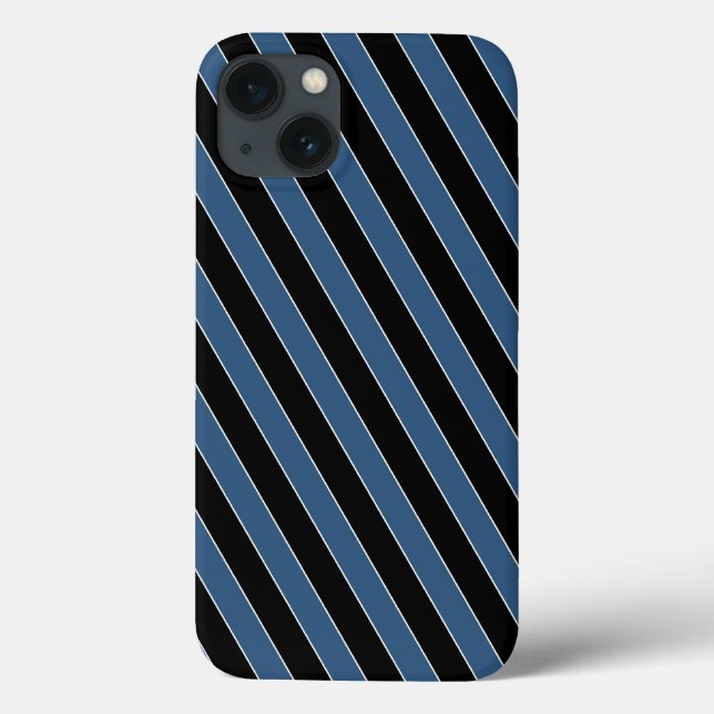 Blue black diagonal pinstripes Case-Mate iPhone case (Back)