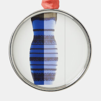 Blue Black Dress White & Gold Split Photo Pic Metal Ornament