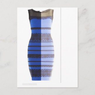 Blue Black Dress White & Gold Split Photo Pic Postcard