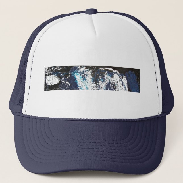 Blue Black Drip Trucker Hat (Front)