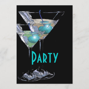 Blue black elegant formal party invitation