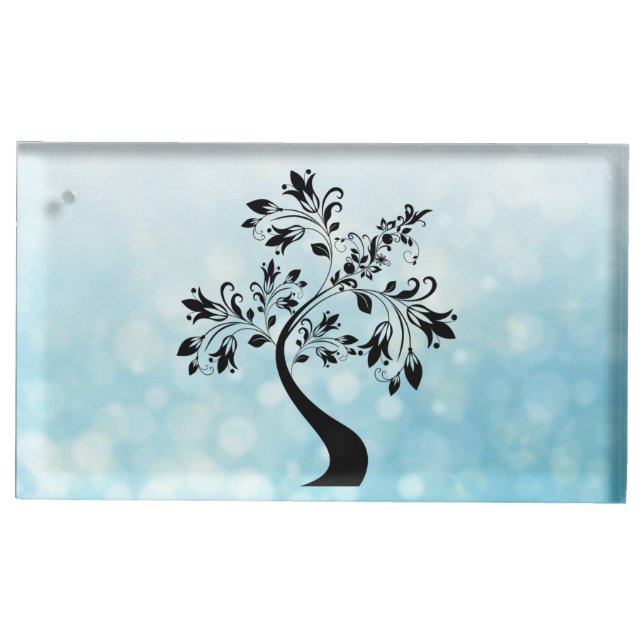 Blue  Black Elegant Tree Table Number Card Holders (Front)