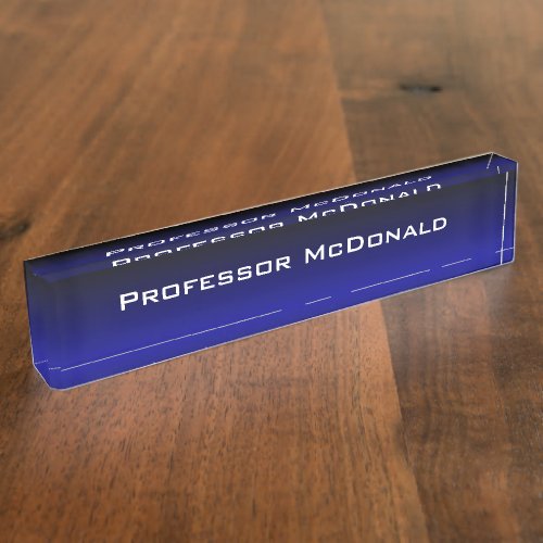 Blue black fade custom desk nameplate