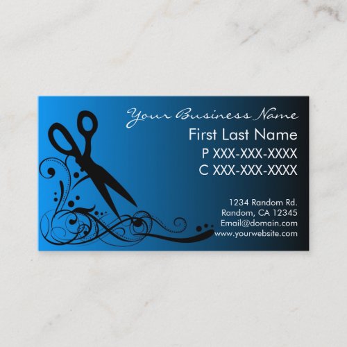 Blue black fade hair cutting business cards