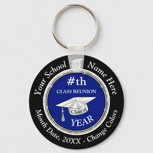 Blue Black Favors for Class Reunion Personalized Keychain