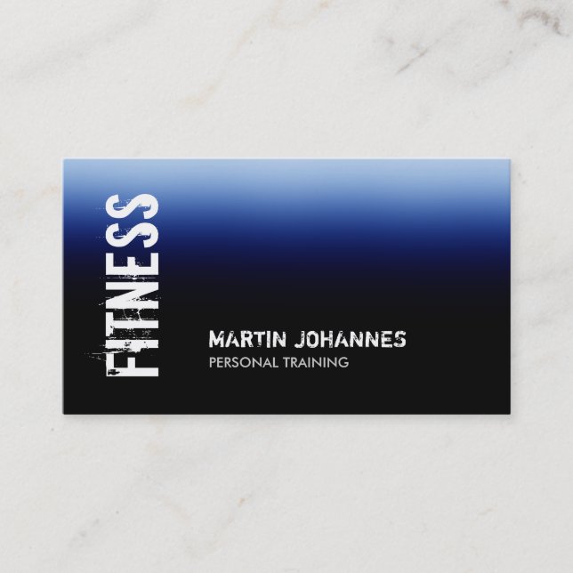 Blue Black Fitness Personal Trainer Business Card (Front)