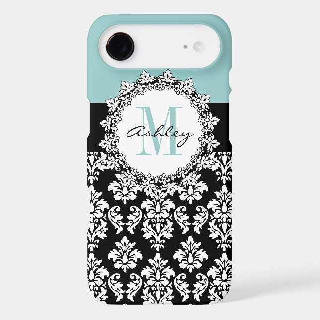 Blue Black Fleur de Lis Damask Monogram Case-Mate Samsung Galaxy Case (Back)