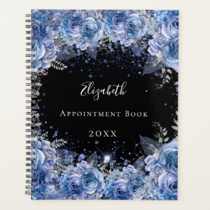 Blue black floral glitter name 2026 planner