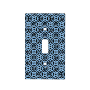 Blue Black Flower Seamless Pattern Light Switch Cover
