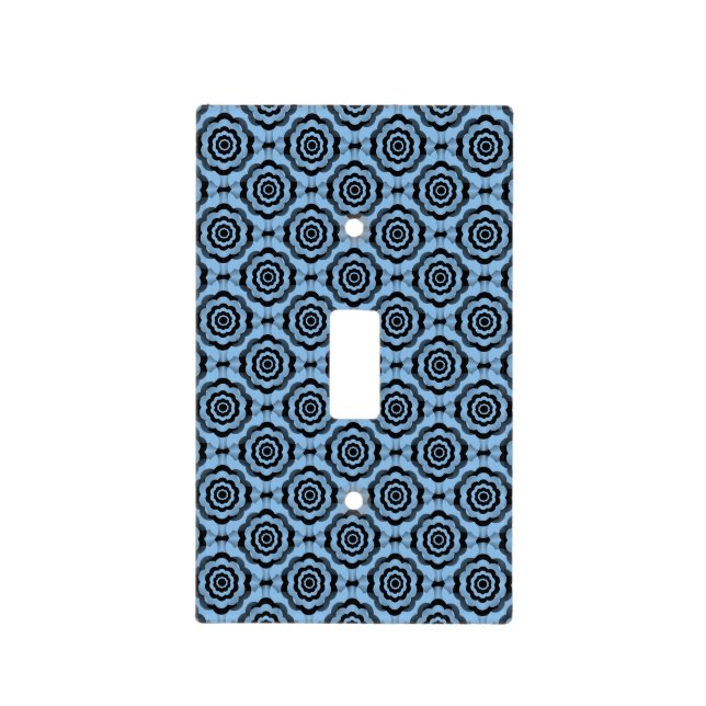 Blue Black Flower Seamless Pattern Light Switch Cover (Front)