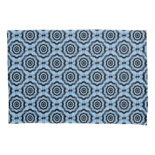 Blue Black Flower Seamless Pattern Pillow Case (Front)