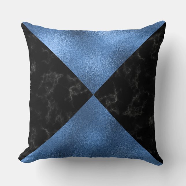 Blue/Black Foil Reversible Decorative Pillow (Front)