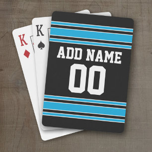 Blue Black Football Jersey Custom Name Number Poker Cards
