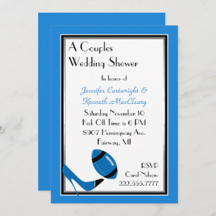 Blue & Black Football Wedding Shower Invitation