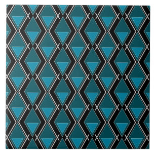blue black geometric pattern art deco ceramic tile