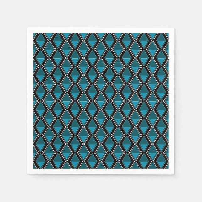 blue black geometric pattern art deco napkins (Front)
