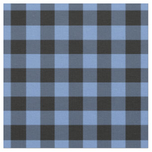 Blue & Black Gingham Plaid Fabric