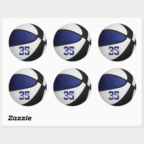 blue black girls boys basketball team colors classic round sticker