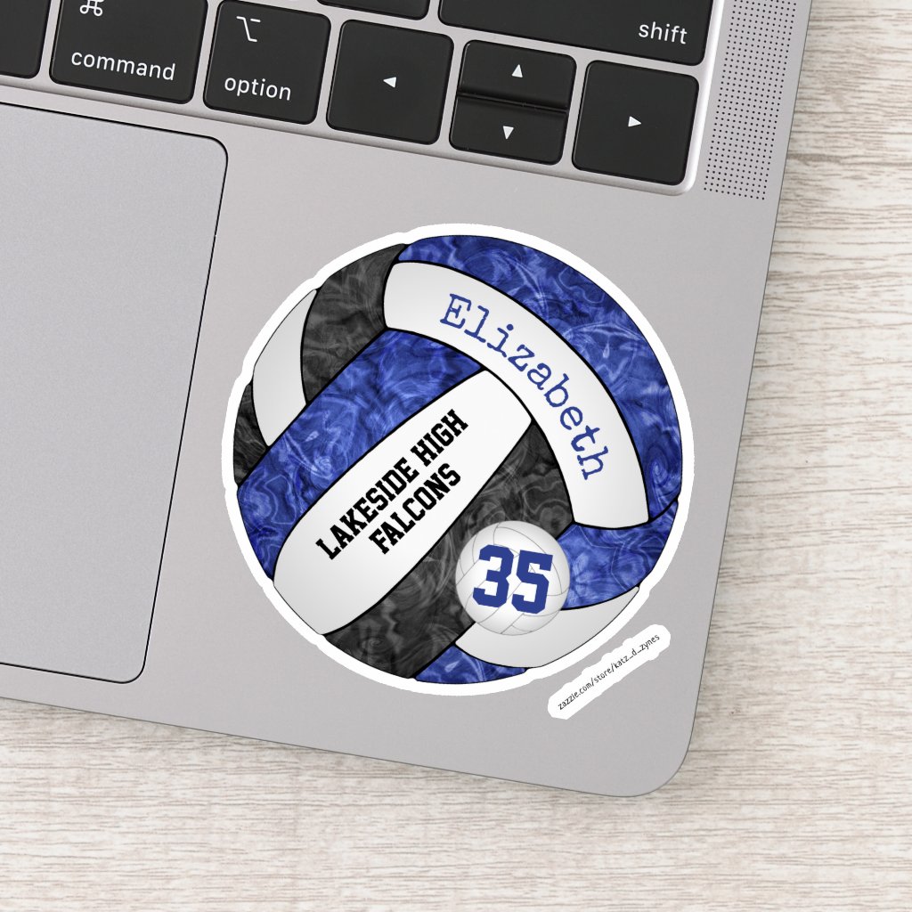 blue black girly volleyball club team colors sticker