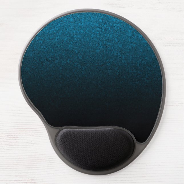 Blue & Black Glitter Modern Trendy Glam Glamour Gel Mouse Pad (Front)