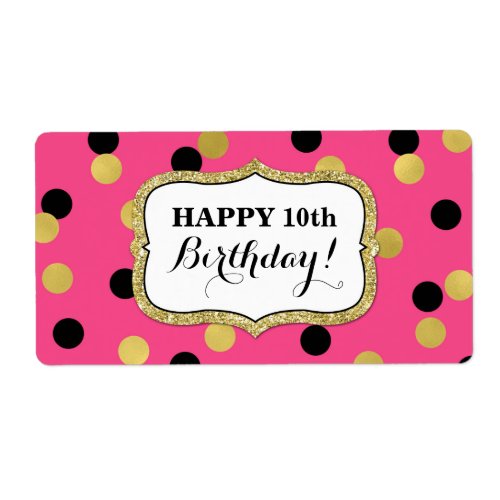 Blue Black Gold Confetti Birthday Labels