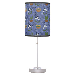 Blue, Black, Gold Houseplants Mid-Century Atomic Table Lamp